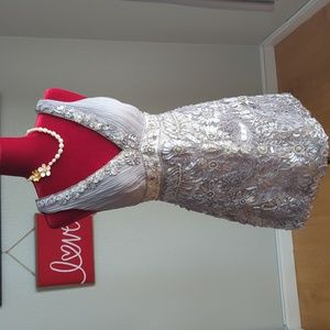 Deep V Neck Beaded Dress